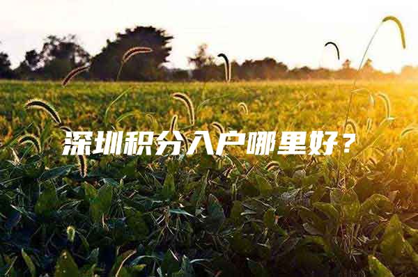 深圳积分入户哪里好？