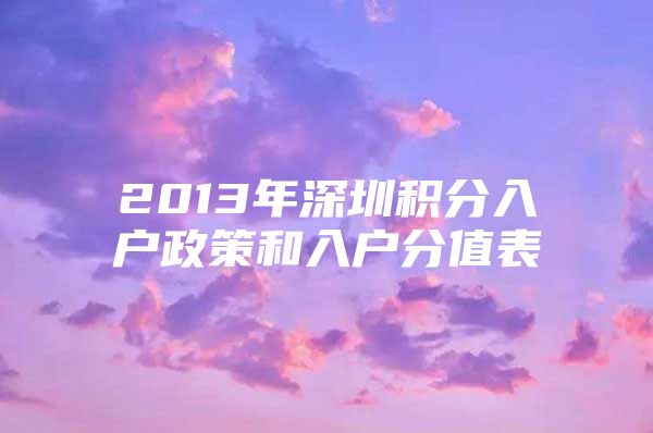 2013年深圳积分入户政策和入户分值表