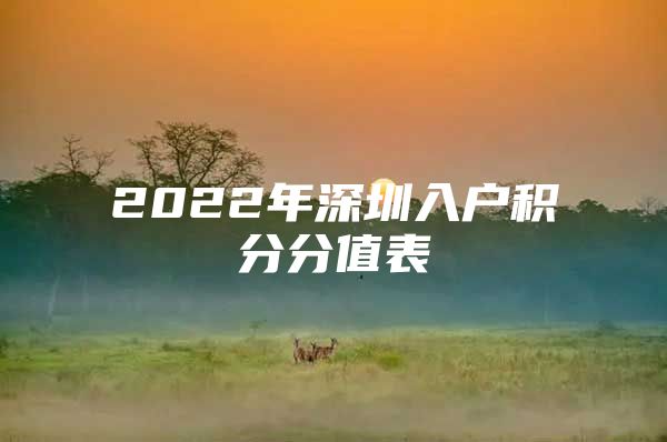 2022年深圳入户积分分值表