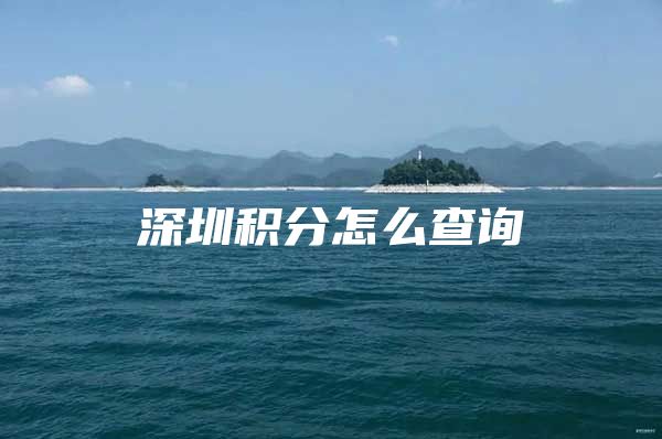 深圳积分怎么查询