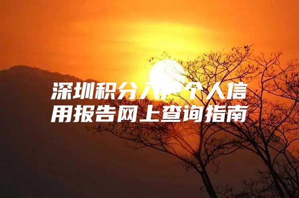 深圳积分入户个人信用报告网上查询指南