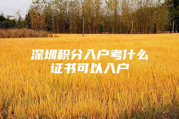 深圳积分入户考什么证书可以入户